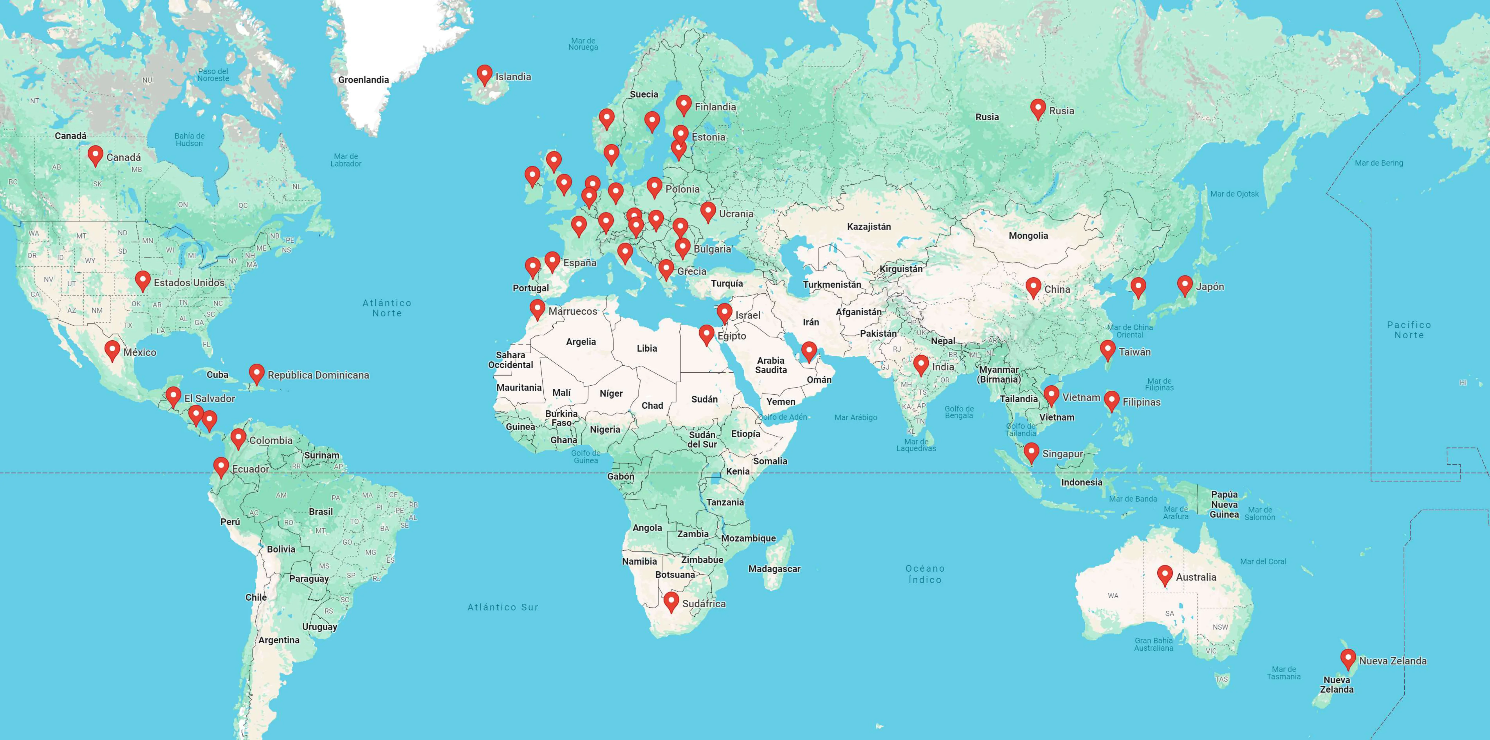 Becamo - Países del mundo donde exportamos